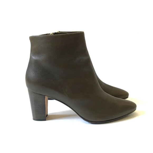 Manolo Blahnik Insopo Leather Boots Booties Womens 37 7 Brown Side Zip Heels - Picture 1 of 11